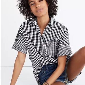 Madewell Gingham Button Down plaid black white